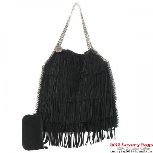 Чанта тип „тоут“ Stella McCartney Falabella Shaggy Tassels Fold Over Black
