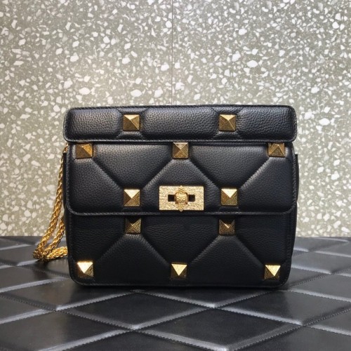 VALENTINO GARAVANI Чанта за рамо от телешка кожа с текстурирана текстура 2B0I59 черна