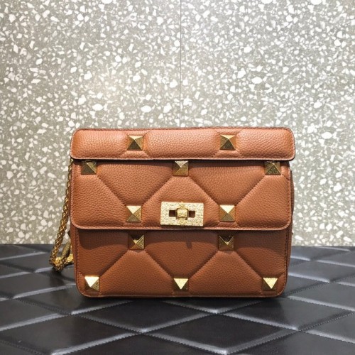 VALENTINO GARAVANI Чанта за рамо от телешка кожа с текстурирана текстура 2B0I59 кафява