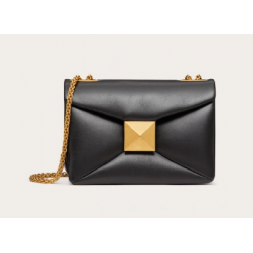 VALENTINO GARAVANI Чанта през рамо с една копче от овча кожа XW0B0K21 Черна