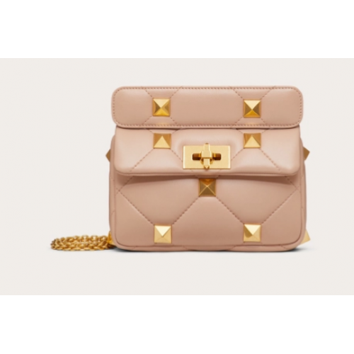 VALENTINO GARAVANI ROMAN STUD Малка чанта от овча кожа 1W2B0L04 Кремаво-кайсиева
