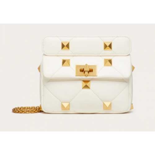 VALENTINO GARAVANI ROMAN STUD Малка чанта от овча кожа 1W2B0L04 бяла