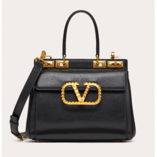 VALENTINO GARAVANI Rockstud Alcove, телешка кожа със средна зърнеста структура 2B0J41, черна