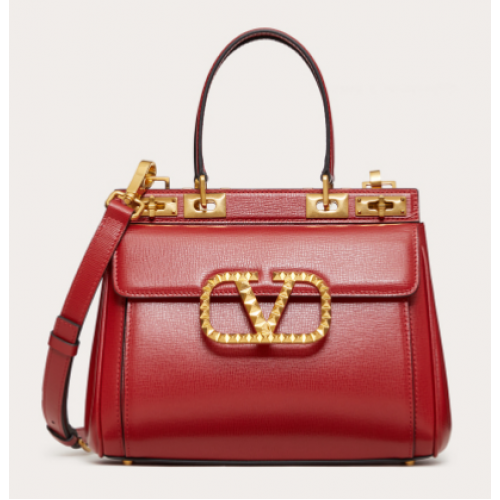 VALENTINO GARAVANI Rockstud Alcove, телешка кожа със средна зърнеста структура 2B0J41, червена