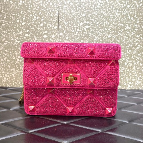 VALENTINO GARAVANI Чанта за през рамо с верижка и мека овча кожа Roman Stud VW0B0I82 от слива