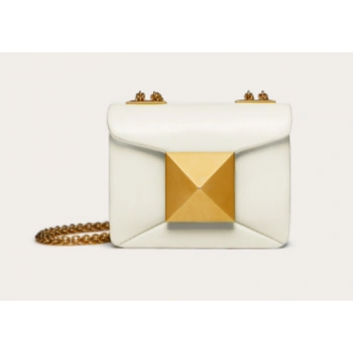 VALENTINO GARAVANI мини чанта през рамо от овча кожа с един цип XW0P0X98H бяла