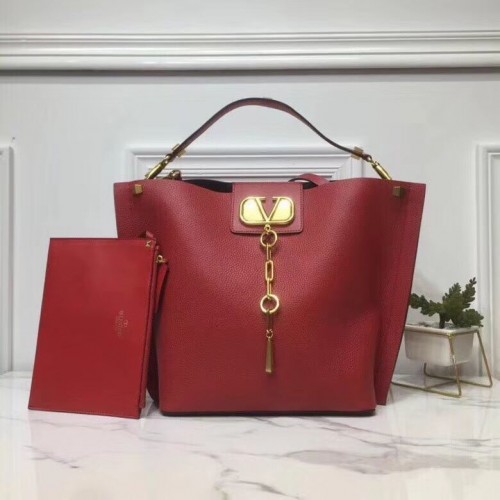 VALENTINO Оригинална кожена чанта V0008 Червена