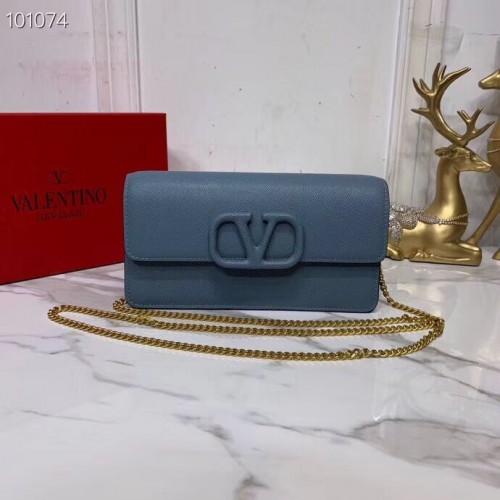 VALENTINO Оригинална кожена чанта V0018 синя
