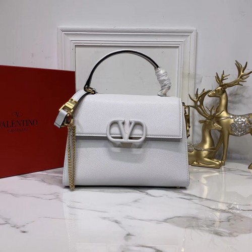 VALENTINO Оригинална кожена чанта V0025 бяла