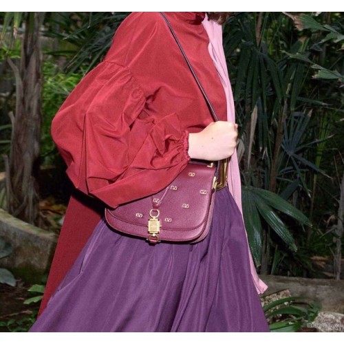 VALENTINO Оригинална кожена чанта за рамо 0708 Бордо