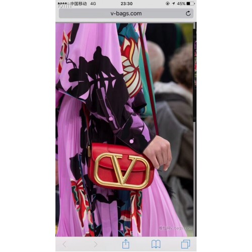 VALENTINO Оригинална кожена чанта за през рамо V0032 червена