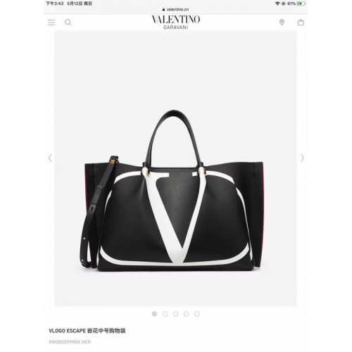 VALENTINO Оригинална кожена чанта 9055 черна