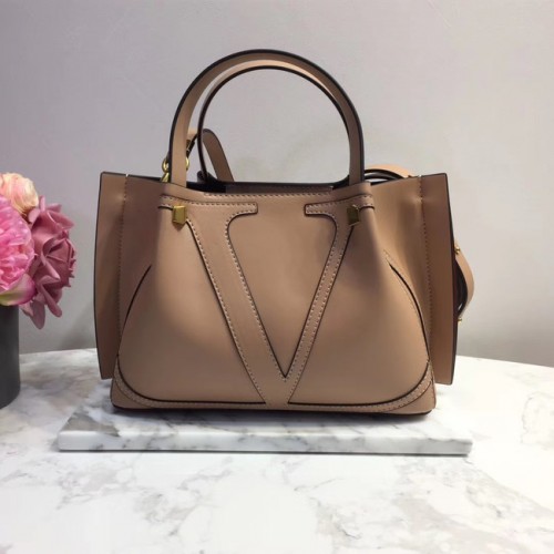 VALENTINO Оригинална кожена чанта 9077 светло розова