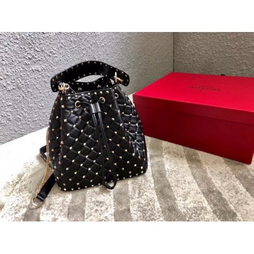 VALENTINO Кожена чанта Rockstud 0059L черна