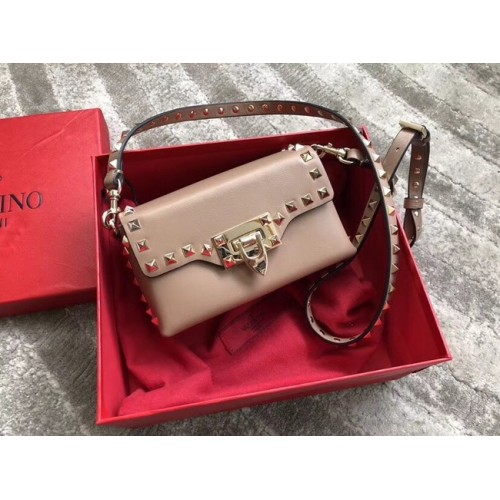 VALENTINO Кожена чанта Rockstud през рамо 04235 кайсия