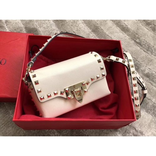 VALENTINO Кожена чанта Rockstud през рамо 04235 бяла
