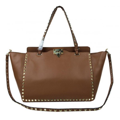 Valentino Garavani Rockstud Tote Bag Оригинална кожена VG1917 пшеница