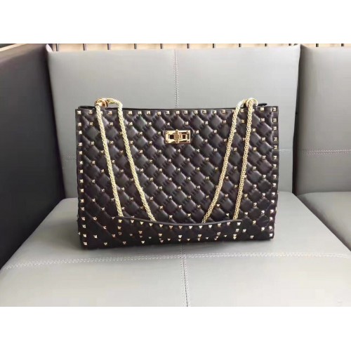 Пазарска чанта Valentino Starry Series, оригинална, от овча кожа, 0346, черна