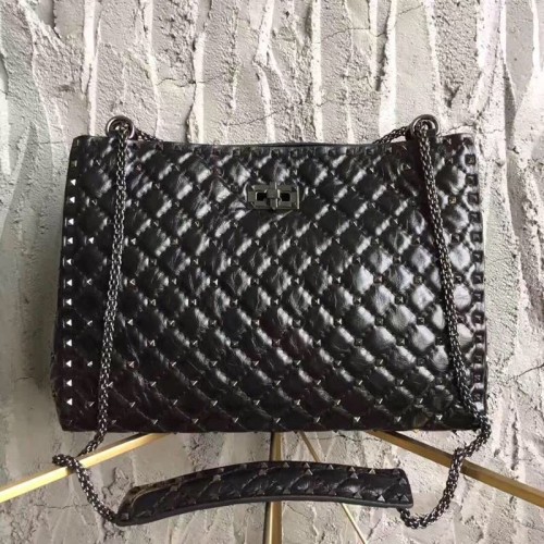 Пазарска чанта Valentino Starry Series от оригинална кожа 0346 черна