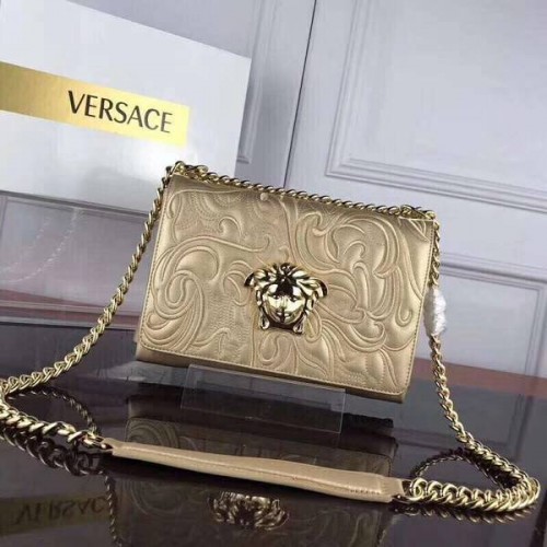 Чанта през рамо Versace от телешка кожа VS178 златиста
