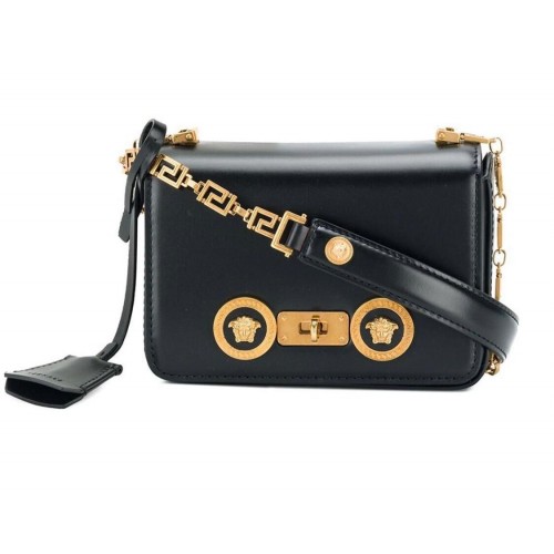 Чанта за рамо от телешка кожа Versace VS199 черна