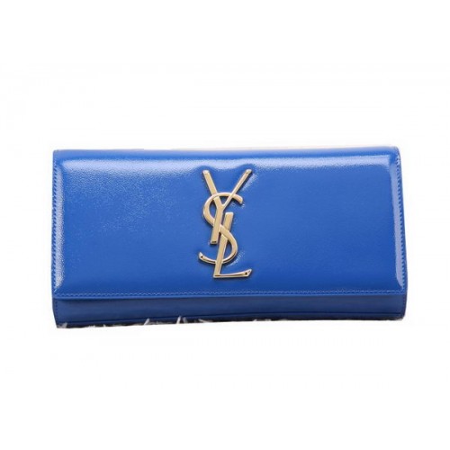 Чанта клъч YSL Classic Monogramme от лачена кожа Y8909 син
