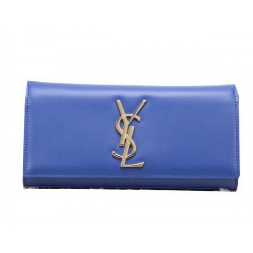 Чанта клъч YSL Classic Monogramme от гладка кожа Y8909 син