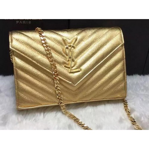 YSL Classic Monogramme Clutch Cannage Pattern YSL0223 Gold