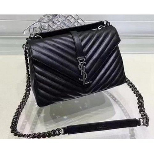YSL Класическа чанта с монограм от телешка кожа Y22369 Черна