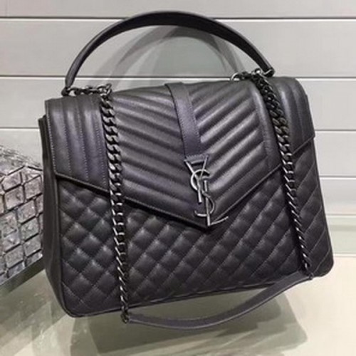 YSL Класическа чанта с монограм от телешка кожа Y33569 черна