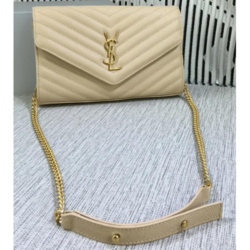 YSL Класическа чанта с монограм и капак с шарка Cannage Y377828L Кайсия