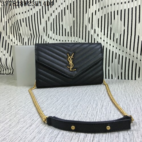 Класическа чанта с капак с монограм YSL Cannage Pattern Y377828L черно