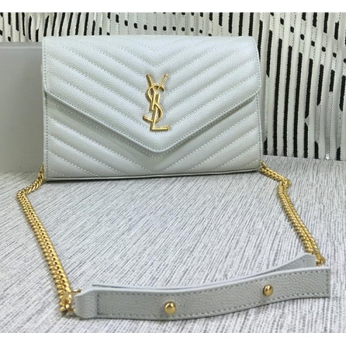 Чанта YSL Classic Monogram с капак, модел Cannage, Y377828L, бяла