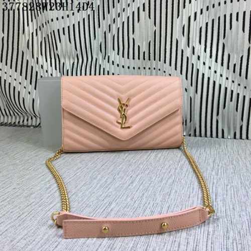 YSL Класическа чанта с монограм и капак, модел Cannage Y377828L, розова
