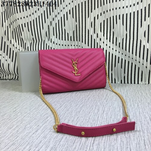 YSL Класическа чанта с монограм и капак, модел Cannage Y377828L, розова