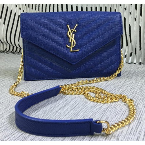 YSL Класическа чанта с монограм и капак, модел Cannage Y377828S, кралско злато