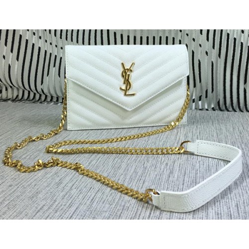 Чанта YSL Classic Monogram с капак, модел Cannage, Y377828S, бяла