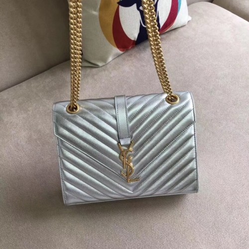 Чанта YSL Flap от телешка кожа 396910 сребриста
