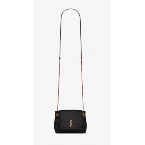 YSL MONOGRAM MINI NOLITA ОТ КОЖА ОТ ЛАМЕ 672738 ЧЕРНО