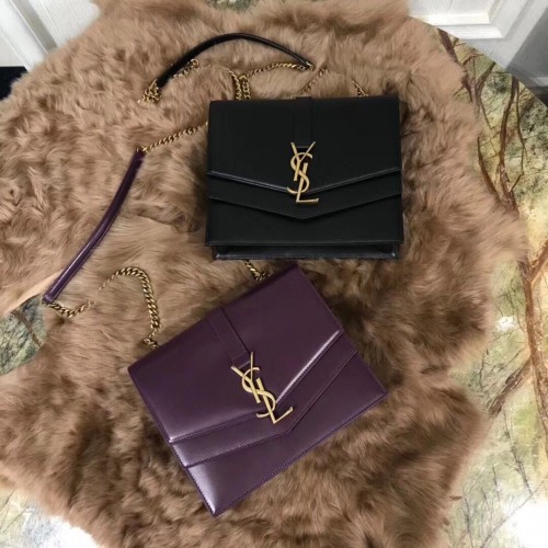Чанта YSL Sulpice с верижка от бордо кожа Y6253