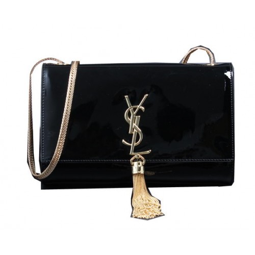 Чанта през рамо от лачена кожа YSL Monogramme Y311218, черна