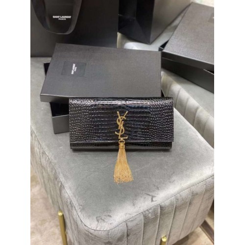 Чанта YSL Saint Laurent Medium Kate Y306079 в черно със златни елементи