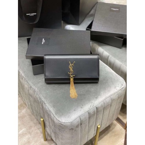 Чанта YSL Saint Laurent Medium Kate Y306080 в черно със златни елементи