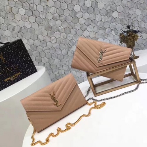 YSL WOC Класическа монограмна чанта с капак Cannage Pattern Y1003 Кайсия