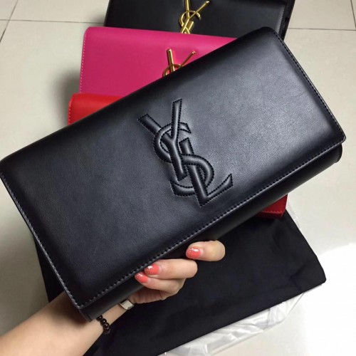 Съединител Yves Saint Laurent Belle De Jour от телешка кожа Y7145 Черен