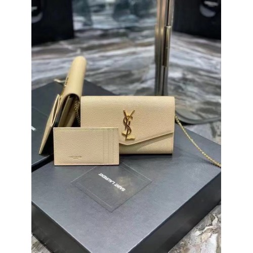 Чанта през рамо от телешка кожа Yves Saint Laurent Y707788 БЕЖОВА