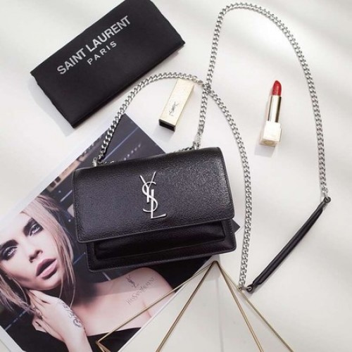 Чанта през рамо от телешка кожа Yves Saint Laurent 452157 Черна