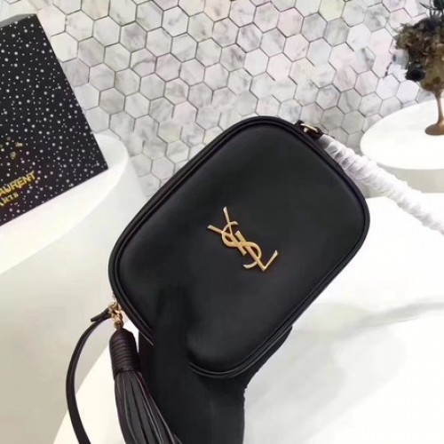 Чанта през рамо от телешка кожа Yves Saint Laurent 5804 Черно и златно