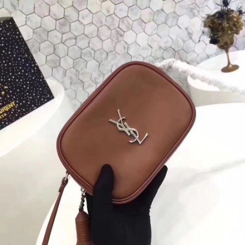 Чанта за рамо от телешка кожа Yves Saint Laurent 5804 кафява