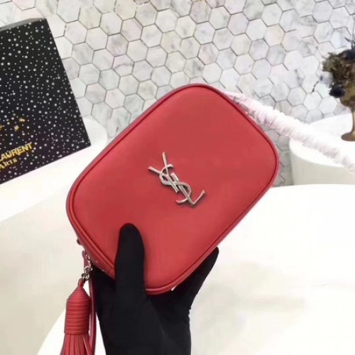 Чанта през рамо от телешка кожа Yves Saint Laurent 5804 червена